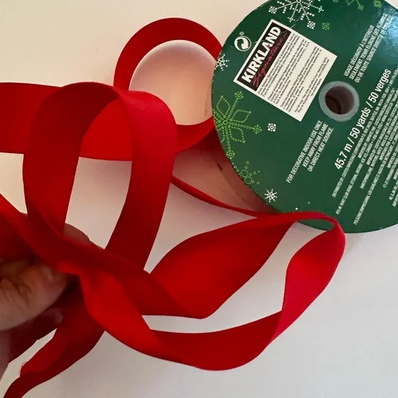 Red Ribbon Wire Edged Ribbon Red Satin Christmas Ribbon - Picture 9 of 9
